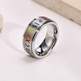 Viking Spinning Color Rune Ring – Nordic Stainless Steel Silver Band
