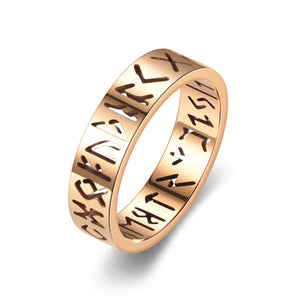 Viking Openwork Rune Ring – Nordic Stainless Steel Band in Gold, Silver, Black & Rose Gold