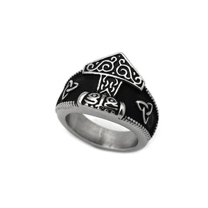 Vintage Black Thor’s Hammer Ring – Symbol of Viking Warrior Power