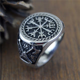 Viking Axe & Compass Ring – Nordic Warrior Stainless Steel Band in Gold & Silver