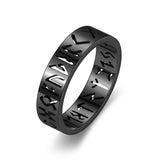Viking Openwork Rune Ring – Nordic Stainless Steel Band in Gold, Silver, Black & Rose Gold