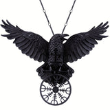 Viking Raven Necklace – Silver, Gold & Black | Norse Symbol of Wisdom and Protection