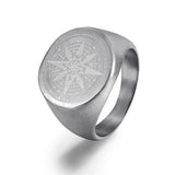 Viking Helm Compass Ring – Nordic Stainless Steel Band in Gold, Silver & Black