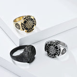 Viking Valknut Ring – Nordic Eternal Triangle Stainless Steel Band in Gold, Silver & Black