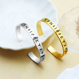Viking Rune Open Bangle – Gold & Silver | Norse Talisman of Courage and Protection