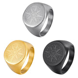 Viking Helm Compass Ring – Nordic Stainless Steel Band in Gold, Silver & Black
