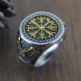Viking Axe & Compass Ring – Nordic Warrior Stainless Steel Band in Gold & Silver