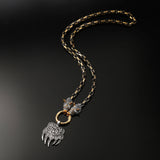 Voorth Viking Wolf Head & Bear Claw Pendant Necklace – Nordic Stainless Steel Jewelry