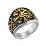 Viking Vegvisir Compass Ring – Nordic Rune Warrior Band | Titanium Steel Protection Amulet