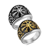 Viking Vegvisir Compass Ring – Nordic Rune Warrior Band | Titanium Steel Protection Amulet